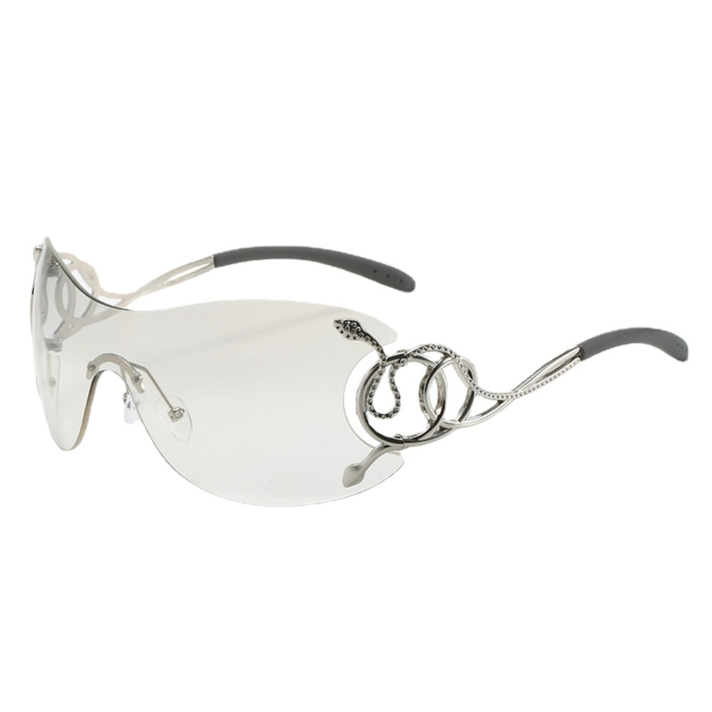Wholesale Large Frame Y2K Frameless PC Sunglasses